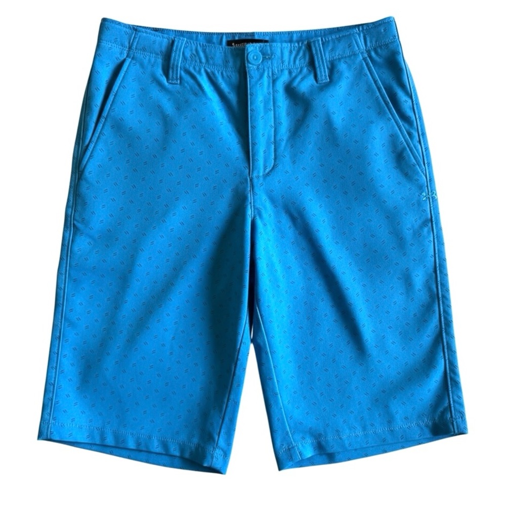 Under Armour HeatGear Stretch Golf Shorts Preppy Loose Fit Vacation Blue Boys 18